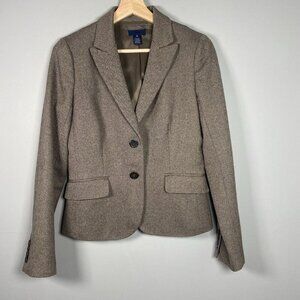J. Crew Women's 6 Brown Herringbone Wool Size Lined Tweed Career Blazer Jacket